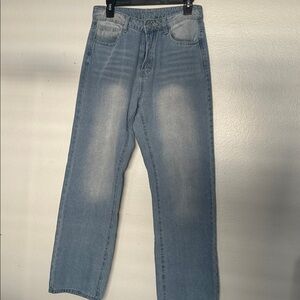 Classic High-Rise Straight Leg Jeans - Light Blue
